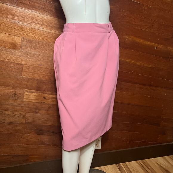 VINTAGE 80s Pastel Size 10P Midi Skirt Coquette Pink Flirty Bedford Fair - Picture 1 of 5